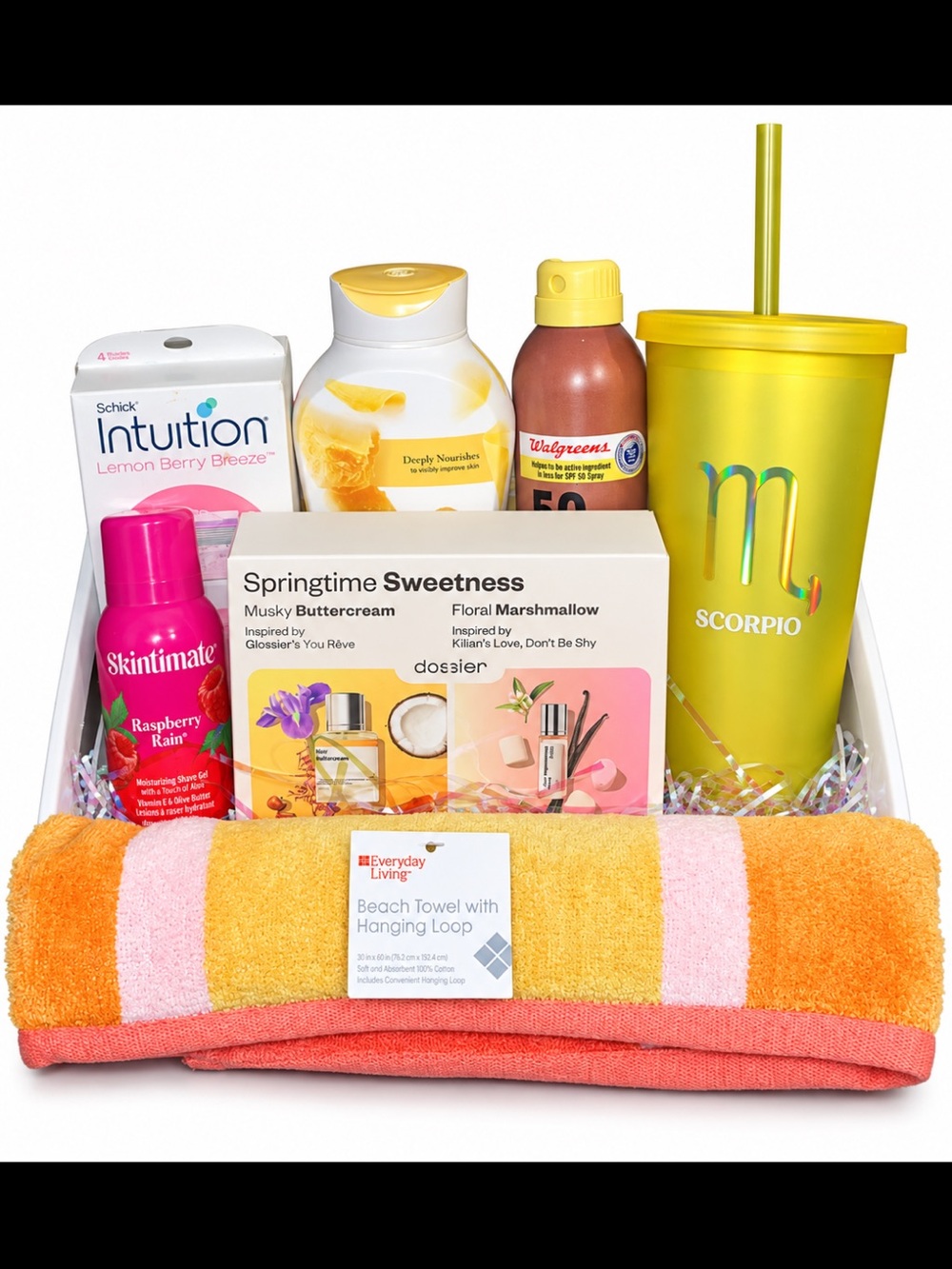 Scorpio Yellow Travel Tumbler & Springtime Bath Gift Set